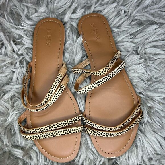 J. Crew Seaside Slide calf hair leopard print strappy sandal women’s shoe size 9 - Picture 3 of 6
